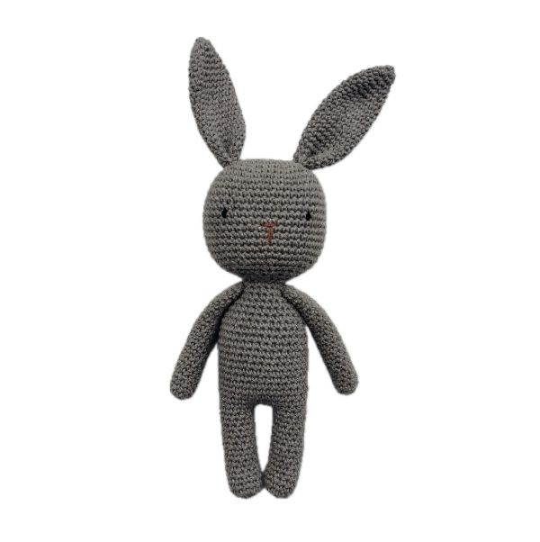 Hand-crocheted brown TOFFEE the Bunny - Recycled cotton - 36 cm