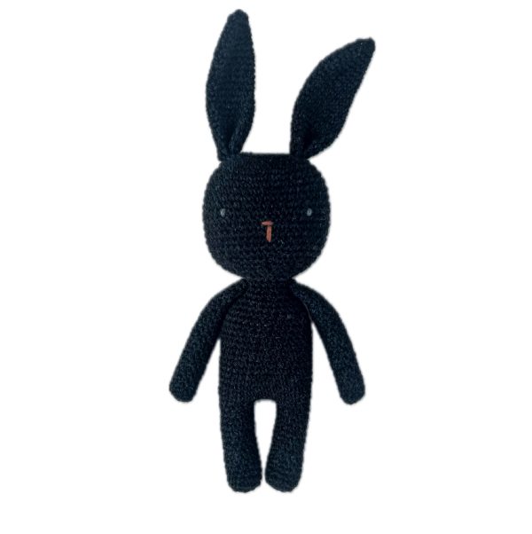 Hand-crocheted black MIO the Bunny – Recycled cotton – 36 cm